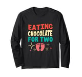 Retro Valentines Day Gender Reveal Eating Chocolate For Two Long Sleeve T-Shirt