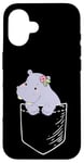 Coque pour iPhone 16 Funny Kawaii Kids Girls Pocket Hippo Lover