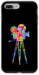 Coque pour iPhone 7 Plus/8 Plus Caméra vidéo Arc-en-ciel Art Splatter Film Lover Design