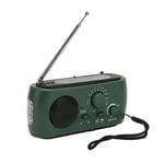 Solar Hand Crank Radio monitoimiladattava hätäradio taskulampputoiminnolla retkeilyyn vihreällä