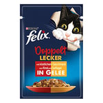 FELIX Aussi Bon qu'il en a l'air Double Délicieux Nourriture pour Chat Humide en gelée, avec bœuf et volaille, Lot de 26 (26 x 85 g)