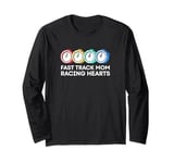 Fast Track Mom Racing Hearts Retro Track And Field Mom Long Sleeve T-Shirt