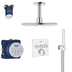 GROHE Grohtherm Cube SmartControl Thermostatic Ceiling Shower Installation Set, Moon White