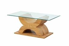 Inter Link - Table basse moderne - Table en verre - MDF - Reproduction chêne Artisan - Table basse X-Type