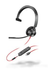 Poly Blackwire 3315, BW3315-M - Monoheadset med sladd för MS med USB-C och 3,5 mm - certifierat för Microsoft Teams