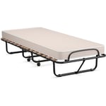 Lit d'Appoint Pliable 80 x 190 cm Lit Pliant sur Roulettes Matelas en Mousse 10 cm 1 Personne Charge de 120 kg Maison Chic