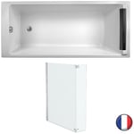 Jacob Delafon - Pack baignoire droite 170 x 70 Spacio + pare-bain chromé