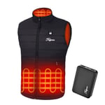 Telguua Gilet chauffant électrique pour homme avec batterie externe rechargeable pour l'hiver, chaud, coupe-vent, doux, thermique pour camping, équitation, randonnée