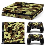 Morbuy PS4 Skin Vinyl Autocollant Decal Sticker pour Playstation 4 Console + 2 Dualshock Manette Set Skins (Camo Brun)