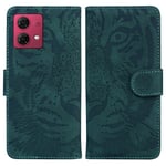 SKALO Motorola Moto G84 5G Embossed Tiger Plånbok - Grön Grön