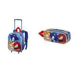 Sonic The Hedgehog - SEGA Trio - Small 3D Backpack with Wheels + 3D Lunch Bag