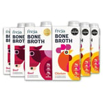 Bone Broth | Best of Mixed Pack | Beef & Chicken | Premium Broth | Delicious & Natural | Low Calorie | High Protein & Collagen | Not from Concentrate, Powder or Cubes | 6 x 500ml