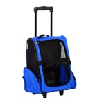 Pet Travel Backpack Bag Cat Puppy Dog Carrier with Trolley and Telescopic Handle Portable Stroller Wheel Luggage Bag