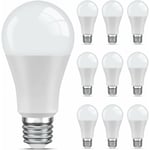 Paket med 10 E27 Varmt Vit LED-lampa, 6500K Standardlampa, 9W motsvarande 60W, Ej Dimbar, 220V-240V för Hem Restaurang Café