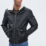 CREEKS - blouson droit simili cuir à col montant noir homme