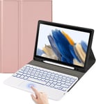 Clavier Étui Pour Samsung Galaxy Tab A8 Coque Clavier Tactile Sans Fil Éclairé Amovible Magnétique Coque Avec Support Pour Stylet Pour Tablette A8 10,5"" 2022 Sm-X200/X205 (Or Rose)