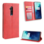 OnePlus Bofink Vintage 7T Pro leather kotelot - Punainen