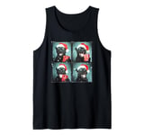 Panther Cat Santa Hat Animal Photography Christmas Panther Tank Top