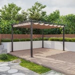 Tonnelle/Pergola en aluminium 3x4m toile coulissante rétractable - anthracite taupe - HAVANA