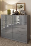 8 Drawer High Gloss Grey Chest Of Drawers - Chilton