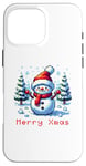 iPhone 16 Pro Max 8-Bit Pixel Art Style Snowman Winter Xmas Scene Case