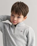 GANT - Kids shield genser med half-zip  light grey melange