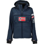 Geographical Norway tilsitt lady Veste Softshell Capuche Femme Impermeable Outdoor - Blouson Coupe Vent Resistant - Activites En Exterieur Randonnee Ski Automne Hiver Printemps (Marine XL)