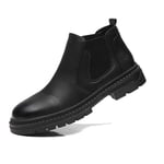 Chelsea Boots Chelsea Men Boots for High Top Shoes Round Toe Pull On Elastic Bands Synthetic Leather Casual Grain Anti-Slip Solid Color Ankle Boots (Color : Black Taller Plush, Size : 8 UK)