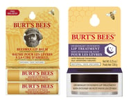 Burts Bees Burt's - Uni Beeswax Lip Balm Tube Blister Twin Pack + Overnight Treatment