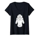 Womens Happy Face Mask Fake Smile Sarcastic Mood V-Neck T-Shirt