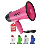 PYLE Haut-Parleur Mégaphone Portable avec Sirène -Mégaphone Compact à Piles, 20 Watts, Microphone, 2 Modes, Sonorisation PA et Poignée Pliable pour Cheerleading et Usage Policier, Rose