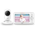 VTech LM808-1W Baby Monitor with Camera,300m Long Range, Auto Night Vision, Video Baby Monitor with 5" Screen, 2-Way Audio Talk, Temperature Sensor, Power Saving Mode, Lullabies,Wall-mountable Bracket