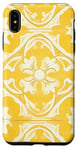 Coque pour iPhone XS Max Carrelage floral jaune avec détails ornementaux