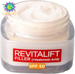 L’Oréal Paris Revitalift Filler Deep Replumping Anti-Ageing SPF50 Cream, UV Prot