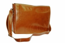 Men's Tan Shoulder Messenger, Laptop Work Leather Bag