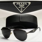 Prada Sunglasses Triangle Logo Pilot Gunmetal Black PR53QS SPR 53Q 5AV0A7 270324