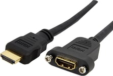 Startech.Com Adaptateur Hdmi 1M - Câble Hdmi 4K30Hz Haut Débit Pour Montage Sur Panneau - Bande Passante 10.2 Gbps - Hdmi 4K À Hdmi F/M - Câble De Connexion Pour Montage Sur Panneau Hdmi (Hdmipnlfm3)