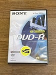 5 Pack Sony DVD-R Blank 4.7GB / 120 Min Recordable Discs, Brand New & Sealed