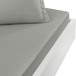 Sensei Maison - Drap Housse en Percale de Coton Bonnet 30 cm Soft Percale - 160x200 cm - Gris Perle