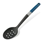 Tasty Serving Spoon with Grater, Non-Stick Cooking Spoon, Spoon Ladle with Soft Grip Handle, Stirring Spoon, Non-Scratch Kitchen Utensil, Dimensions, 34 x 7 cm, Colours, Dark Blue, Grey