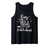 Skeleton Halloween Mery Christmas Happy Hallothanksmas Tank Top