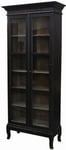 Renton Old Pine Black Glazed Display Cabinet, 2 Glass Doors - French Style