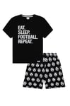 Boys Eat Sleep Football Repeat White Short Cotton Pyjamas (8-9 Years)