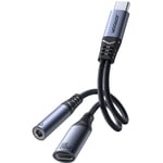 Adaptateur chargeur + casque 2en1 USB-C vers USB-C / mini jack 3,5 mm noir
