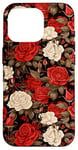 Coque pour iPhone 16 Pro Duo de roses classiques avec fleurs rouge foncé et crème