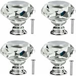 4 Pcs Poignée Bouton de Porte Placard Meuble Tiroir Diamant de Verre Cristal Boutons de tiroir en cristal avec vis pour commode de cuisinepoignées de