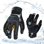 Vgo... Gants de travail hiver chaud impermeables, gants mécaniques résistants au froid et aux vibrations (SL8849FW,7/S,Noir/Doré,1Paire)