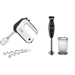 Bosch CleverMixx Styline MFQ4020GB Hand Mixer 450 W - White & Black & CleverMixx MSM2610BGB Hand Blender, 600 W - Black & Anthracite