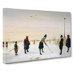 Playing Golf On The Ice By Hendrick Avercamp Canvas Print for Living Room Bedroom Home Office Décor, Wall Art Picture Ready to Hang, 30 x 20 Inch (76 x 50 cm)