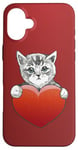 iPhone 16 Plus Valentine’s Day Kitten Art | Cute and Romantic Design Case